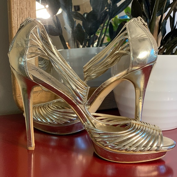 Strappy Gold Heels - Picture 1 of 6